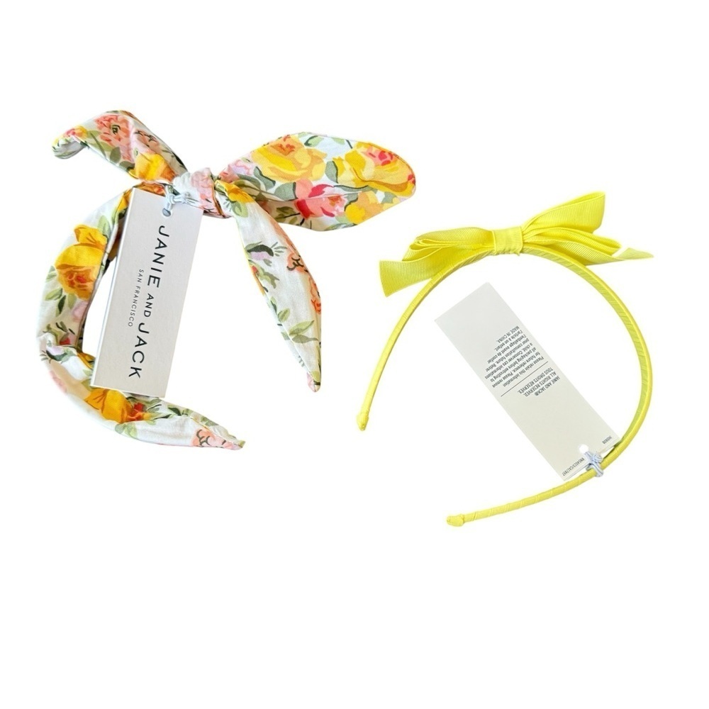 Janie and Jack Headband Set of 2 Bundle Floral Yellow Baby Girl NWT
